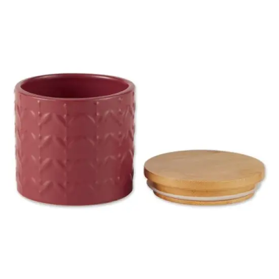 Design Imports Barn Red Matte Retro Vine Texture Ceramic Canister Set/3 image {5}