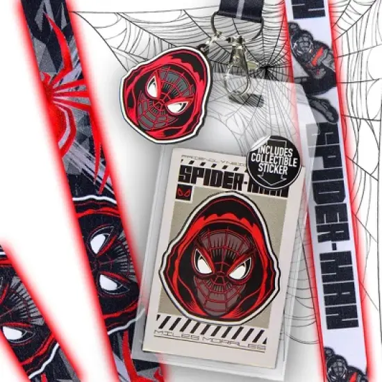 Marvel Spider-Man Miles Morales ID Lanyard Badge Holder With Rubber Charm image {4}