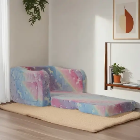 Compression Modular Kids Sofa, Perfect Sleeper Extra Convertible Sofa to Lounger, Comfy 2-in-1 Flip Open Couch Sleeper for Kids Pink Small Sofa image {6}