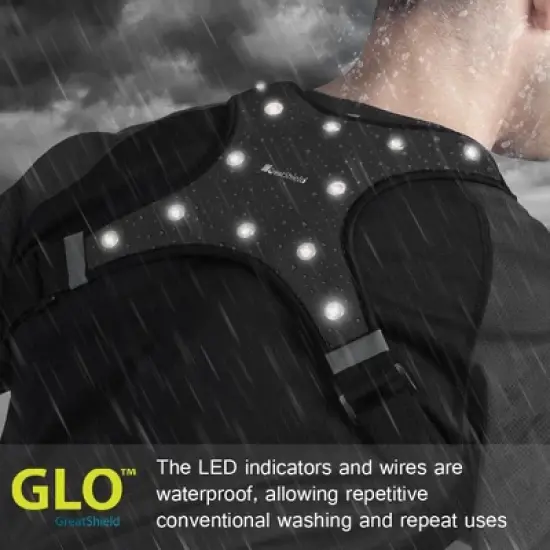 GreatShield GLO Waterproof LED Sport Vest with 2 Front Pockets (Standard Version) - (M - Fits Shoulder Width < 17in) image {3}