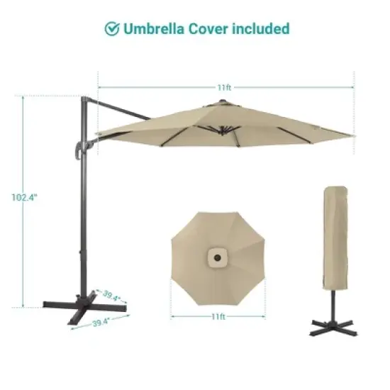 Sonkuki Outdoor 11FT Round Offset Patio Cantilever Aluminum Umbrella image {2}