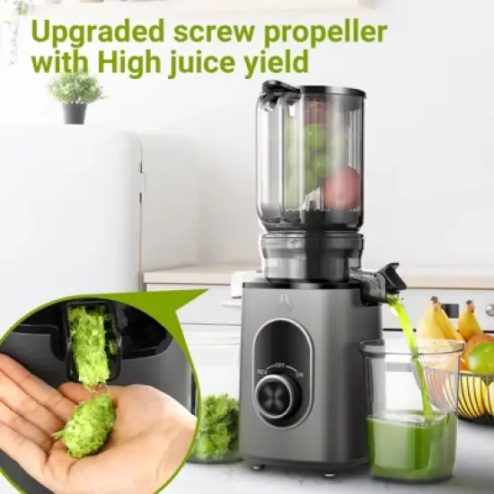 Masticating Juicer, 4.35 inch Cold Press Juicer, 8-stage Spiral 50RPM Slow Masticating for Whole Fruits &Vegetables, BPA Free, Reverse Function image {3}