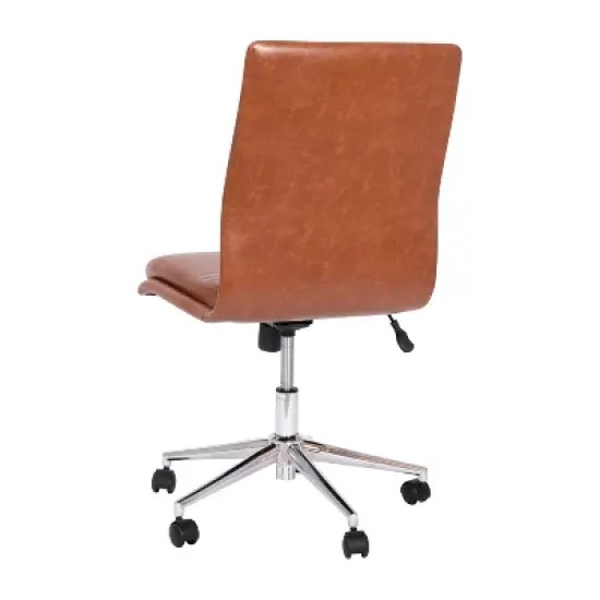 Flash Furniture Madigan Mid-Back Armless Swivel Task Office Chair with Upholstery and Adjustable Metal Base image {8}