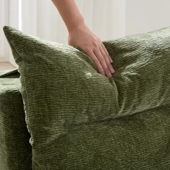 Single Chair Sofa Lounge Chair With Backrest Fully Compressed Sofa Suitable For Living Room, Bedroom, Polyester,GREEN image {7}