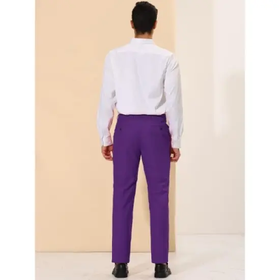 Lars Amadeus Men's Dress Pants Slim Fit Flat Front Chino Business Wedding Suit Pants image {5}