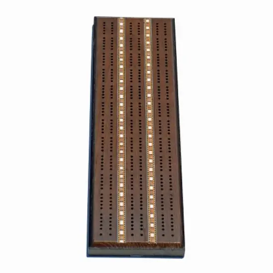 WE Games Classic Cribbage Set - Solid Wood with Inlay Sprint 3 Track Board with Metal Pegs image {9}