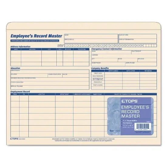 TOPS Employee Record Master File Jacket, Straight Tab, Letter Size, Manila, 15/Pack image {2}