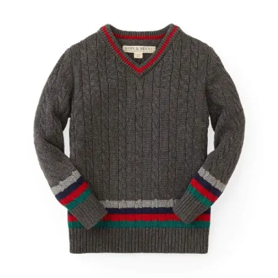Hope & Henry Boy's V-Neck Cable Sweater, Kids image {4}