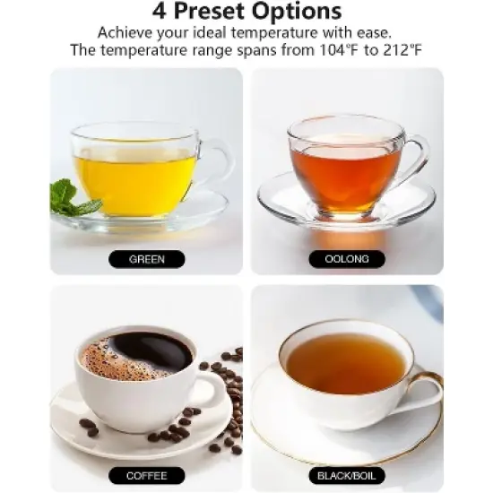 CROWNFUL Smart Electric Gooseneck Kettle with 4 Variable Presets, &plusmn;1℉ Temperature Control image {8}