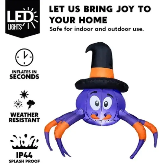 Joyfy 5 FT Long Halloween Inflatable Outdoor Decoration, Inflatable Spider with Spider Web Trunk or Treat Car Decorations for Car Outdoor Yard Decor image {2}