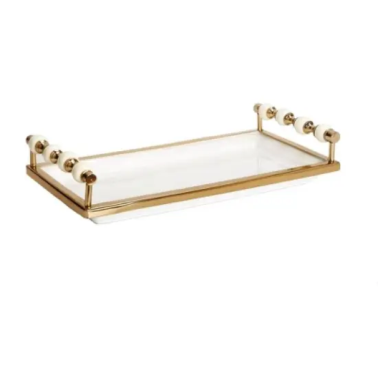 Classic Touch Gold Beaded Rectangular Tray image {4}