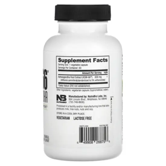 NutraBio KSM-66&reg;, Ashwagandha, 60 Capsules (600 mg per Capsule) image {1}