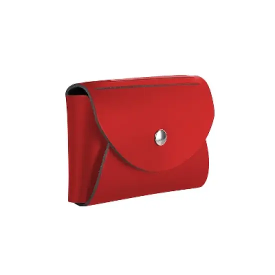 JAM Paper Italian Leather Business Card Holder Case with Round Flap Red 2233317457 image {2}