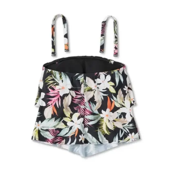 Women's Tropical Print Tiered Bandeau Tankini Top - Kona Sol&trade; Black image {5}