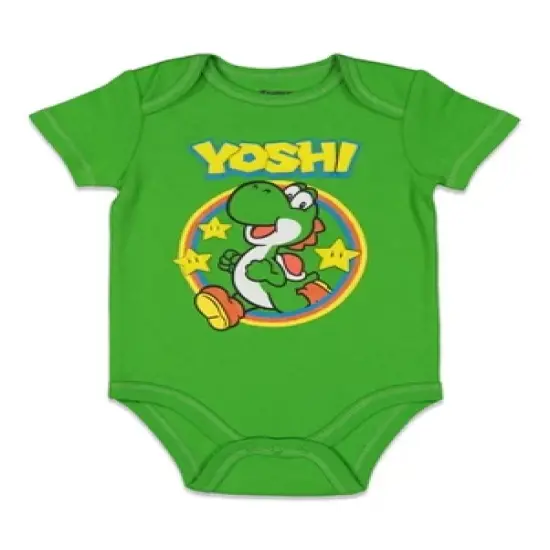 SUPER MARIO Nintendo Mario Yoshi Donkey Kong Toad Bowser Lugi  
 Newborn Baby Boys 5 Pack Short Sleeve Bodysuits image {3}