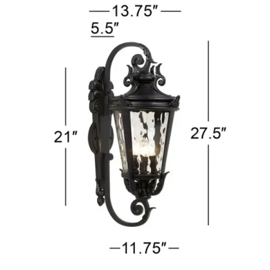 John Timberland Casa Marseille Vintage Rustic Outdoor Wall Light Fixture Black Scroll Arm 27 1/2" Clear Hammered Glass for Post Exterior Barn Deck image {3}