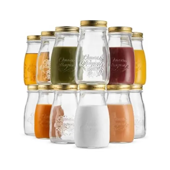 Bormioli Rocco Quattro Stagioni Bottle (Set of 12), Embossed Glass Jars with Twist Top Lid - Glass Bottles, Dishwasher Safe - Made in Italy image {9}