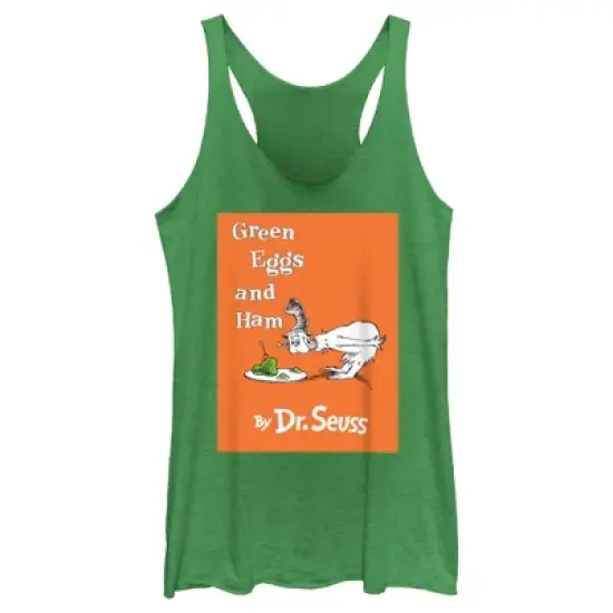 Women's Dr. Seuss Green Eggs and Ham Book Cover Racerback Tank Top image {3}