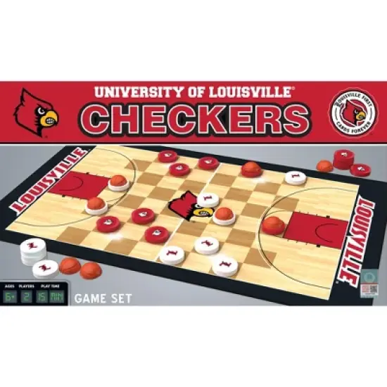 MasterPieces Officially licensed NCAA Louisville Cardinals Checkers Board Game for Families and Kids ages 6 and Up image {1}