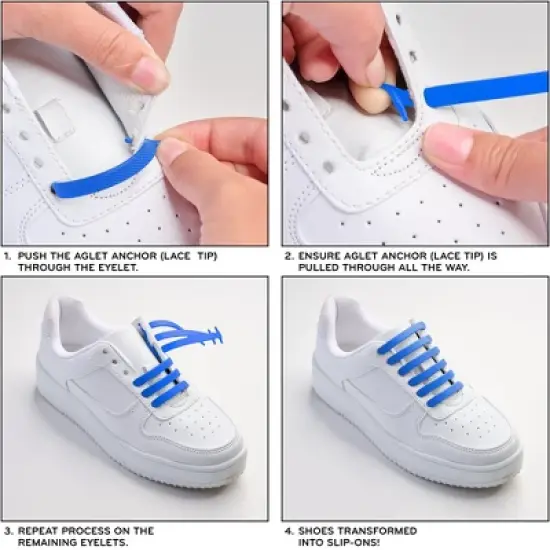 The Original Stretchlace No-Tie Silicone Elastic Shoelaces &ndash; Blue Tieless Shoe Laces (1 Set) image {5}