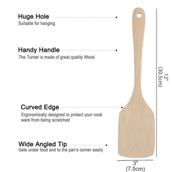 Unique Bargains Heat Resistant Long Handle Kitchen Spatula 12" x 3" 1 Pc image {3}