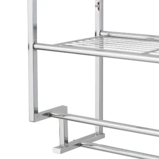 Two Tier Wall Mounting Rack with Towel Bar Silver - Organize It All image {2}