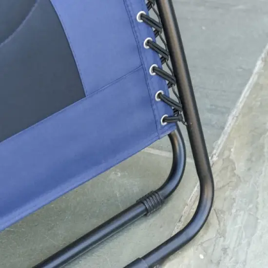 Outsunny Outdoor Lounge Chair, Oversized Zero Gravity Folding Recliner Chair with Removable Pillow, Convenient Cup Holders, & Durable Material for Beach, Pool, Balcony, Lawn, Backyard image {4}