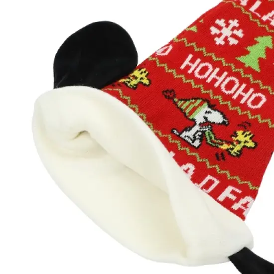Peanuts Snoopy and Woodstock Pattern Adult Christmas Santa Hat image {3}