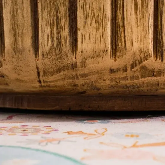 Moda Furnishings 27.9"W Outdoor Terrafab Faux Wood Round Coffee Table image {5}