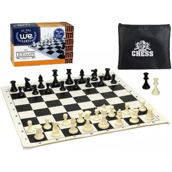 WE Games Ultimate Compact Tournament Chess Set with Silicone Chess Board - Heavy Weighted Pieces image {9}