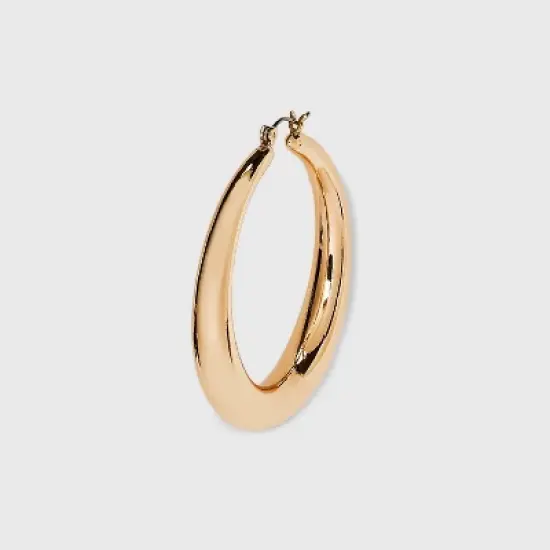 Thick Hoop Earrings - A New Day&trade; Gold: Nickel-Free Metal, Hinge Closure, 1.92" Diameter image {2}