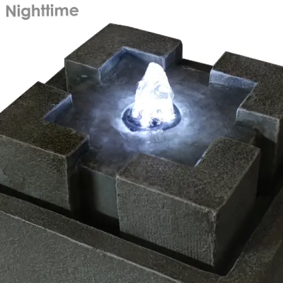 Sunnydaze Indoor Home Office Decorative Square Dynasty Bubbling Tabletop Water Fountain Feature - 7" image {4}