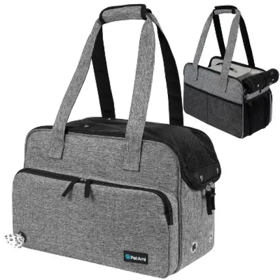 PetAmi Small Dog Purse Carrier, Soft Portable Pet Puppy Cat Travel Handbag Tote, Airline Approved Breathable Pockets Fleece Bed image {9}