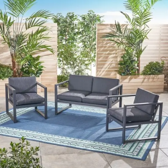 Christopher&nbsp;Knight&nbsp;Home Perry 3 Piece Outdoor Aluminum Chat Set with Water-Resistant Cushions image {1}