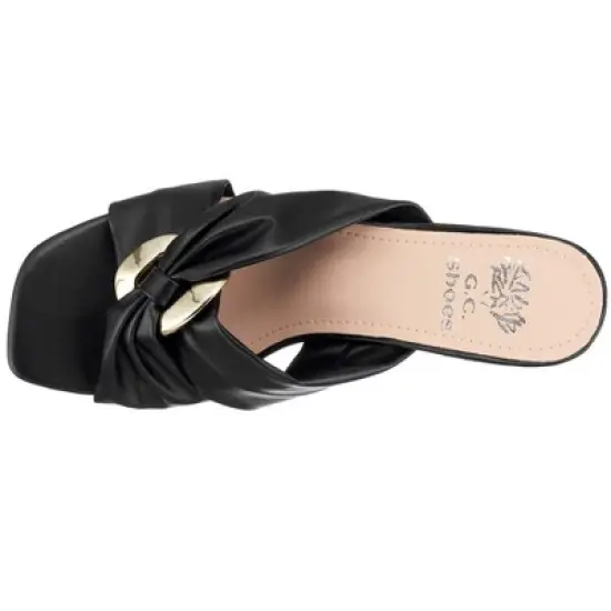 GC Shoes Zane Knotted Cross Strap Block Heel Sandals image {3}