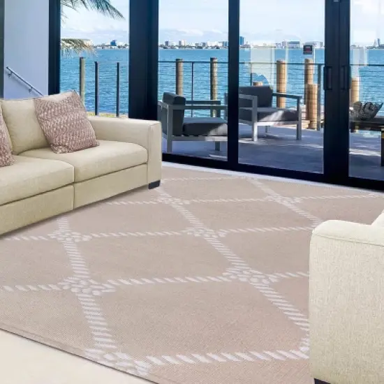 Modern Coastal Diamond Lattice Indoor Outdoor Area Rug by Blue Nile Mills image {8}