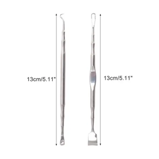 Unique Bargains Hook Tip Pimple Extractor 5.11" Silver Tone 1 Set image {1}
