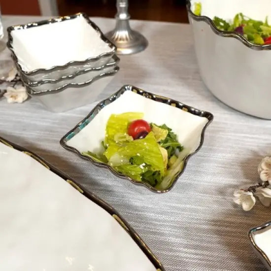 Certified International Set of 4 14oz Regency Square Snack Bowls Silver image {4}