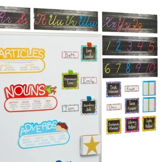 Bright Creations 9 Pack Cursive Alphabet Wall Strip, Numbers Bulletin Board Borders for Classroom, 21x6 In image {1}