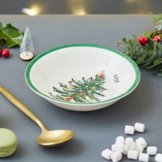 Spode Christmas Tree Ascot Cereal Bowls Set of 4, Use for Breakfast, Oatmeal, Cereal, or Soup Made of Fine Earthenware, Measures 8-Inch image {1}