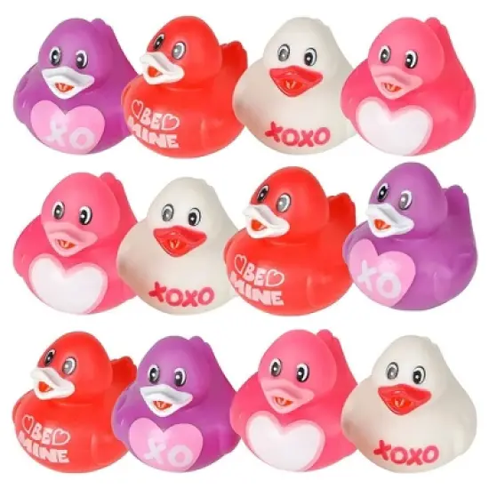 ArtCreativity Valentine's Day Rubber Duckies - 12 Pack, Love Themed Bath Toys image {7}
