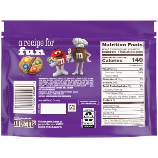 M&M's Dark Chocolate Sharing Size Chocolate Candies Pouch - 9.4oz image {11}
