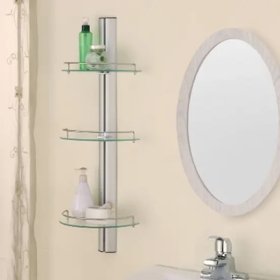 Three Tier Half Moon Glass Shelf Silver - Organize It All image {2}
