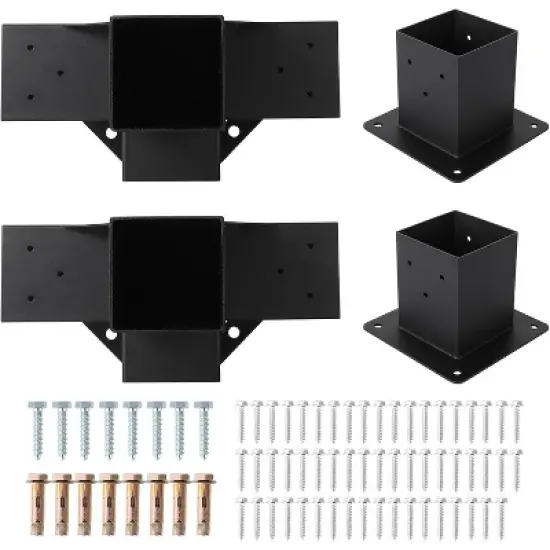 4"x4" Pergola Kit,Heavy-Duty Carbon Steel Gazebo Hardware with 4-Way Brackets,Perfect for Outdoor Patio,Pergola & Cabin Construction image {9}