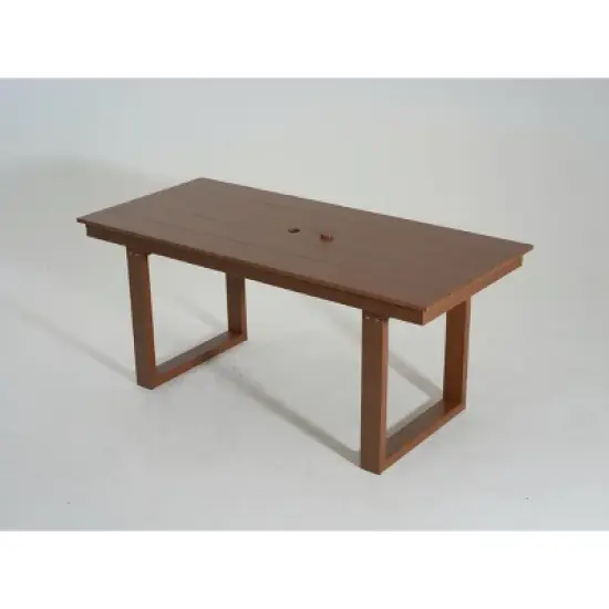 FIONECA 5-Piece HDPE Outdoor Dining Set with Umbrella Hole &uml;C Weather-Resistant Patio Table & 4 Armrest Chairs, Brown image {9}