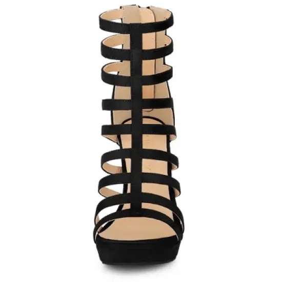Allegra K Women's Stiletto Platform Heels Strappy Gladiator Heel Sandals image {2}