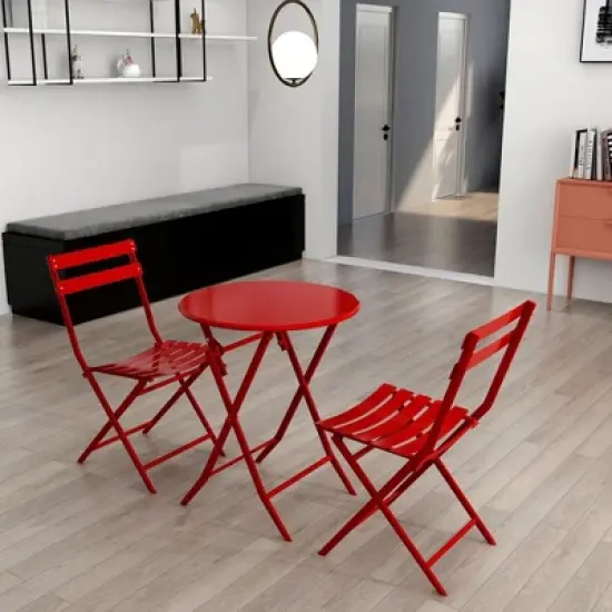 NicBex Colorful Outdoor Dining Table Set Foldable Metal Bistro Table with Chairs,Patio Furniture Bistro Set for Garden,Backyard,Poolside image {4}