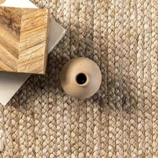 nuLOOM Tera Petals Braided Jute Area Rug image {5}