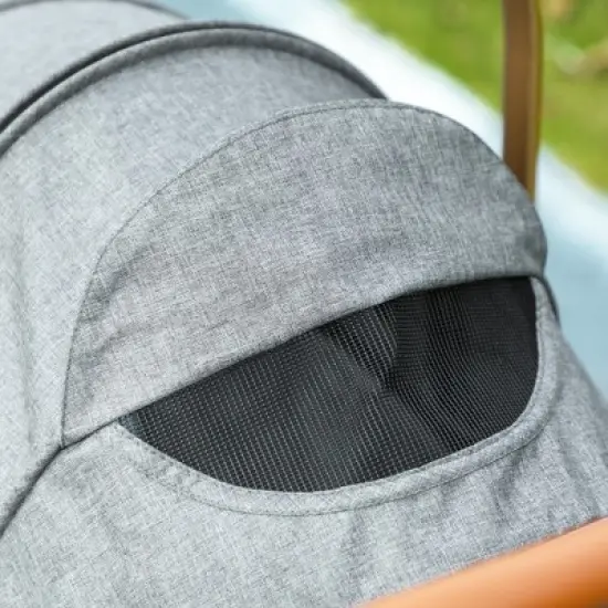 PawHut 3 in 1 Dog Stroller with Detachable Cabin, 4 Wheel Folding Lightweight Pet Stroller with Adjustable Canopy, Rubber Wheels, for Small Dogs, Gray image {5}