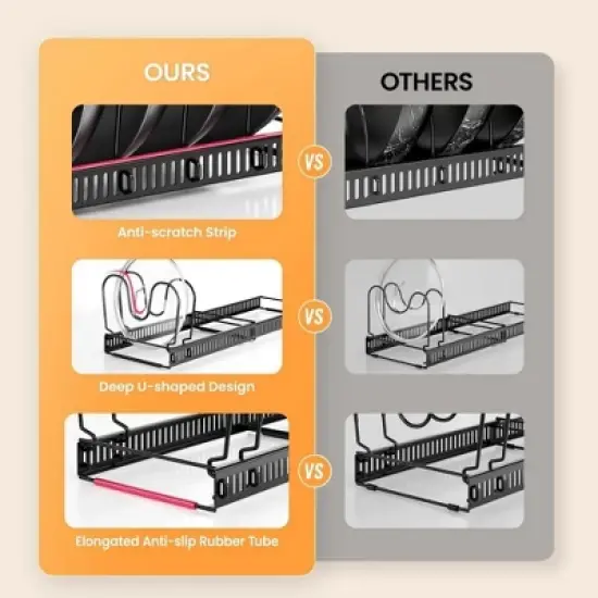 MaseiKar Expandable Pot Lid Organizer, Pots and Pans Lid Rack, Adjustable Pot Lid Holders image {7}